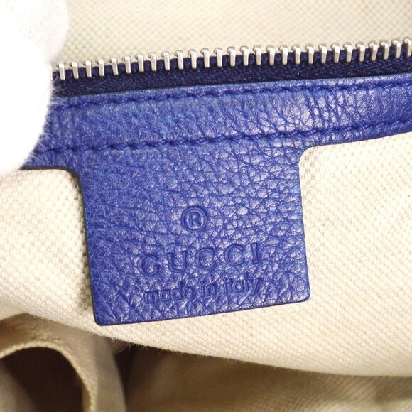 Gucci Blue Horsebit Detail Bamboo Shoulder Bag - Picture 9 of 12